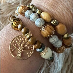 Tree of Life Beaded Bracelet Trio